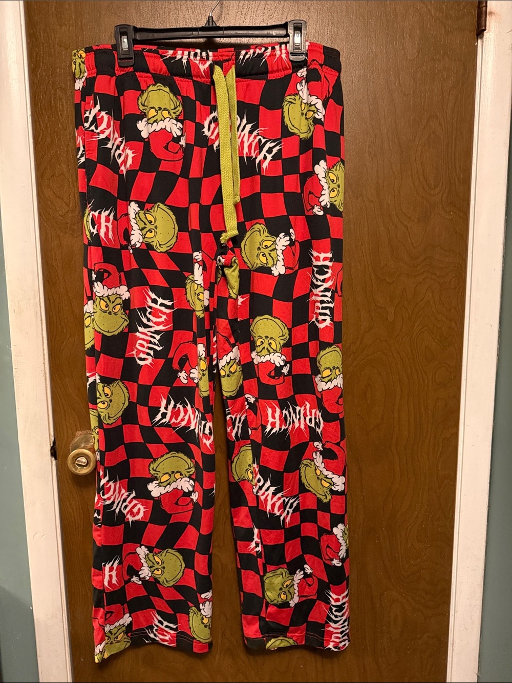 Red & Black Grinch Check Pajama Pants XL